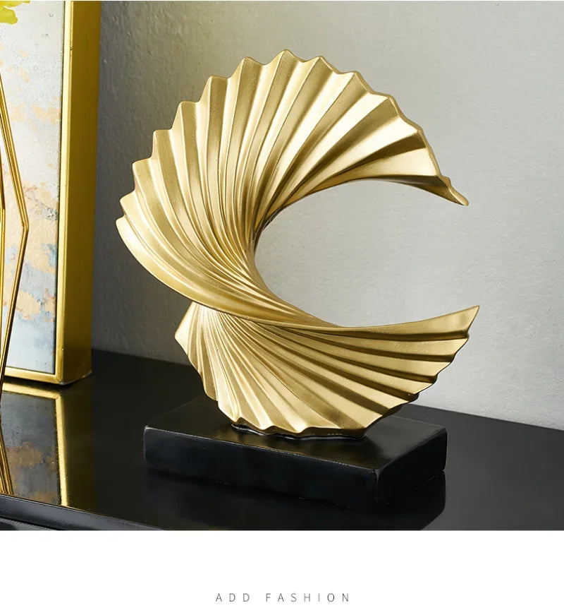 Modern Decor Abstract Sculpture Resin Sculptur Art Golden Statue Living Room Home Decoration Office Desk Decoration Accessories Lootquake LLC