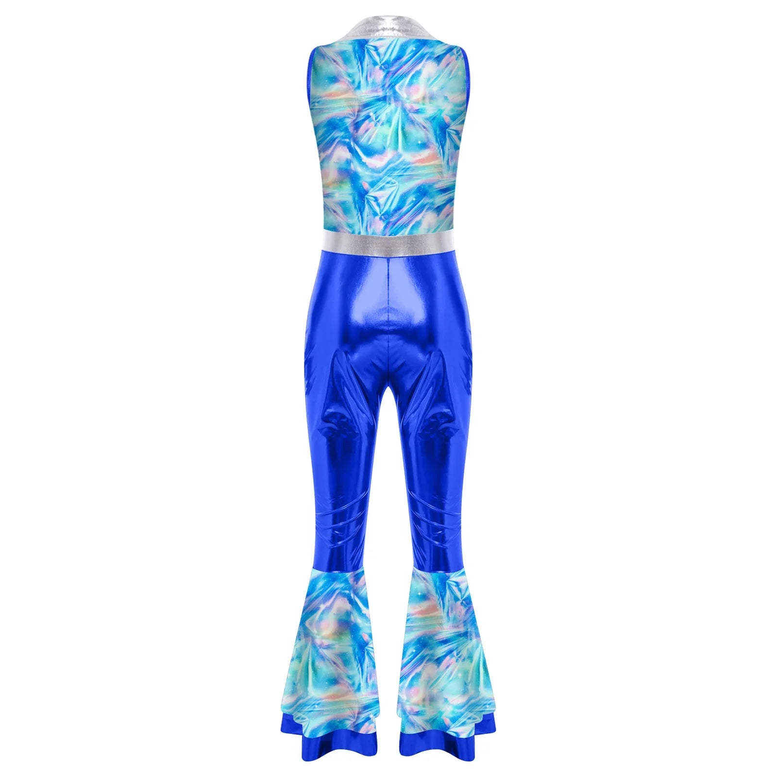 Womens Halloween Retro Hippie Cosplay Costume Party Hip-hop Dance Costume Metallic Shiny Vintage Carnival Bodysuit Jumpsuit Lootquake LLC