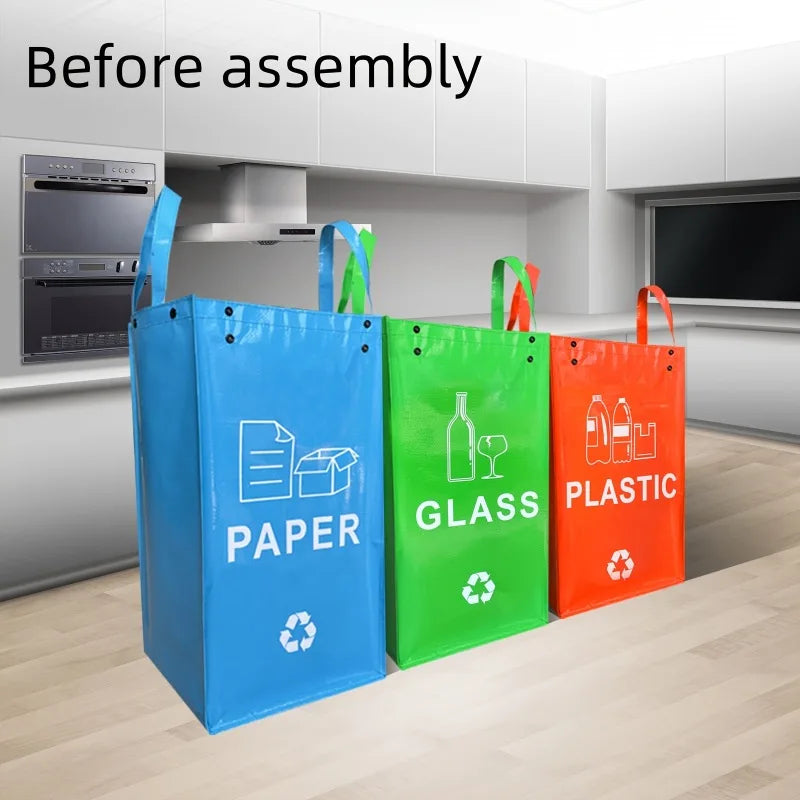 3pcs/set Large Capacity Foldable Trash Bin Portable Kitchen & Outdoor Camping Waste Basket Storage Bag for Home Travel Picnic Lootquake LLC