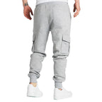 Mens Sweatpants Straight Fit Drawstring Multi-pocket Pants THRIXINE