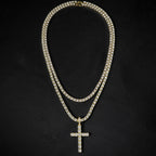 Hip Hop Cross Pendant Necklace Strap 4mm Zircon Tennis Chain Iced Out Sparkling Necklace Men Women Punk Jewelry Fashion Gift Lootquake LLC