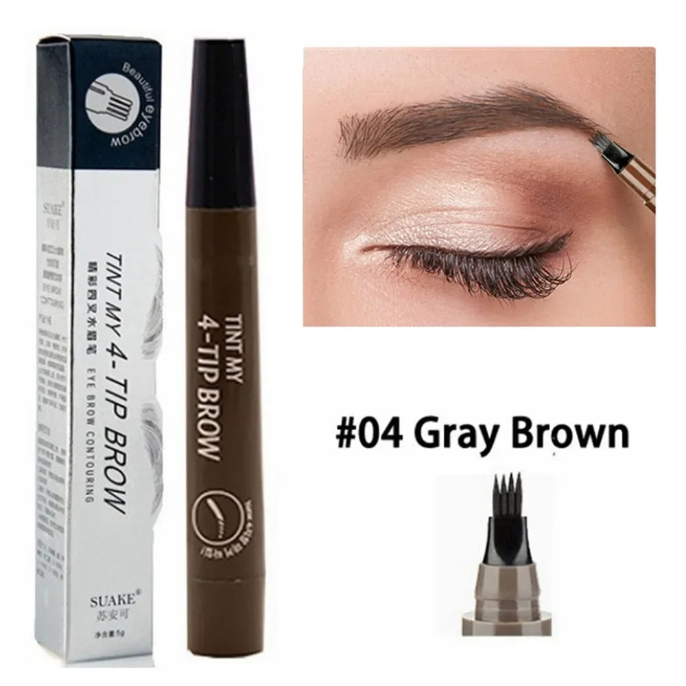 4 Fork Eyebrow Pencil Natural Waterproof Anti-sweat Lasting Liquid Does Not Faint Dye Extremely Fine Eyebrow Pencil Makeup Tool Lootquake LLC