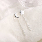 925 Silver Earring For Women Long Tassel Earrings Ear Line pendientes Fashion Zircon Star Drop Earrings