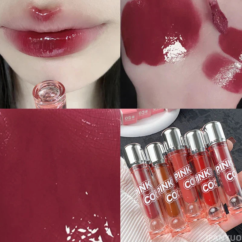 Dark Red Brown Mirror Lip Glaze Water Light Moisturizing Non-stick Cup Highly Pigmented Red Liquid Lipstick Lips Makeup Cosmetic Lootquake LLC