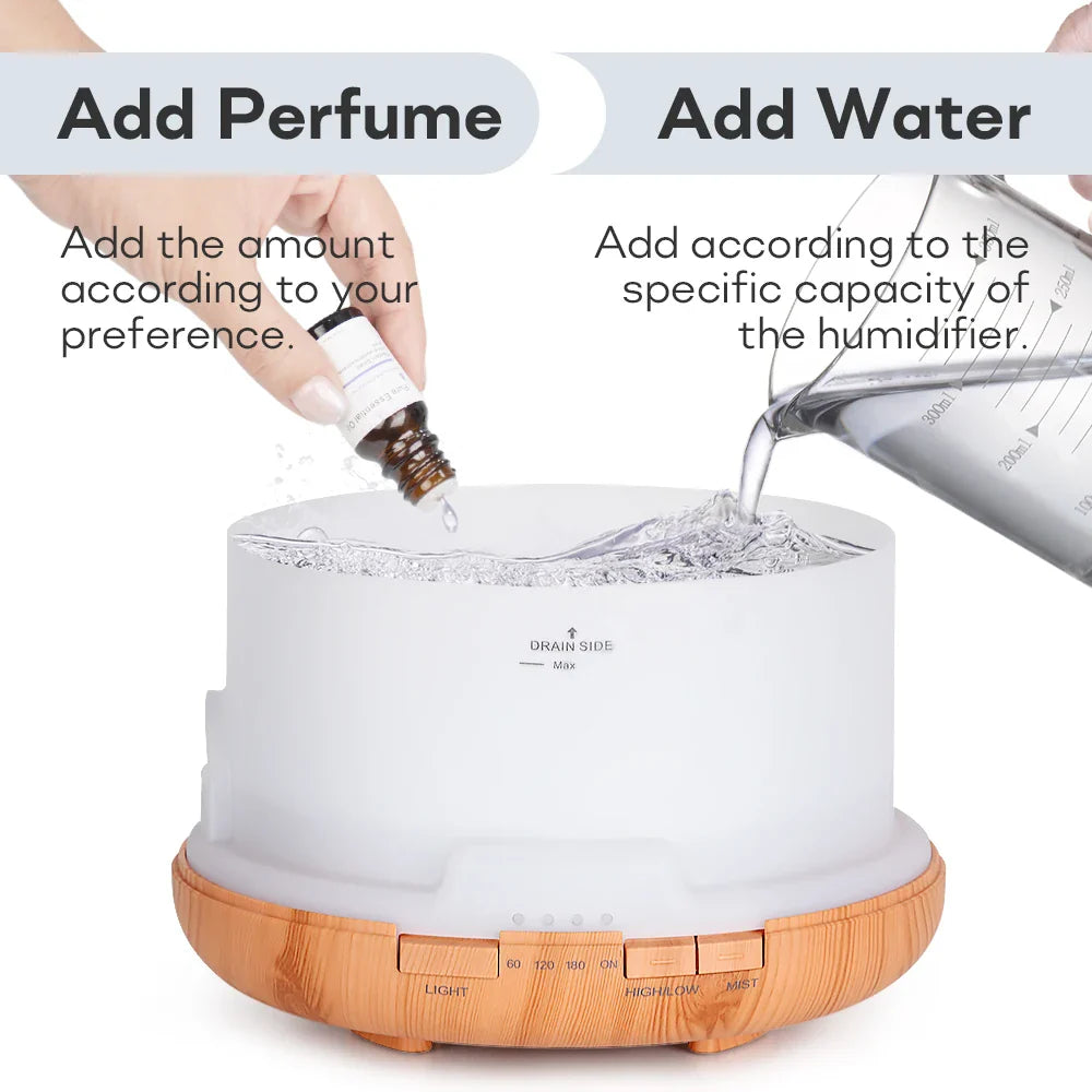 Air Humidifier Essential Oil Diffuser 300ML 500ML 1000ML With Lights Remote Control Ultrasound Electric Aromatherapy Diffuser Lootquake LLC