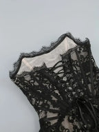 TARUXY Sexy Lace See-through Patchwork Corset Dress Female Bodycon Elegant Party MIrrgualr Mini Dress Women Tube Top Dress New