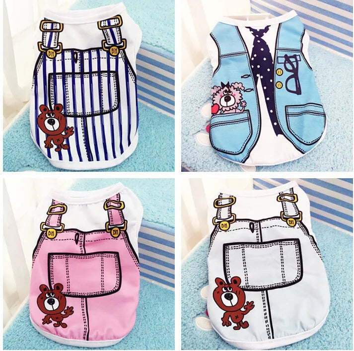 Pet Dog Clothes Cartoon Clothing Puppy Dogs Soft Vests Summer Shirt Casual T-Shirt for Small Pet Supplies Pi-Mart