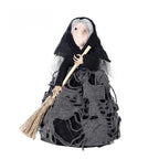 Halloween Witch Decoration with Broom Cute Hanging Ornament for Home Garden Indoor Party Decor Photography Props
