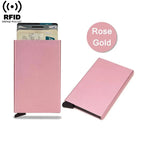 Rfid Credit Card Holder Metal Thin Slim Smart Wallet Men Women Wallets Pop Up Minimalist Small Black Purse Mini Walets for Men Lootquake LLC