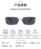 Rimless Sunglasses Rectangle Fashion Popular Women Men Shades Small Square Sun Glasses For Female male Summer Traveling Oculos