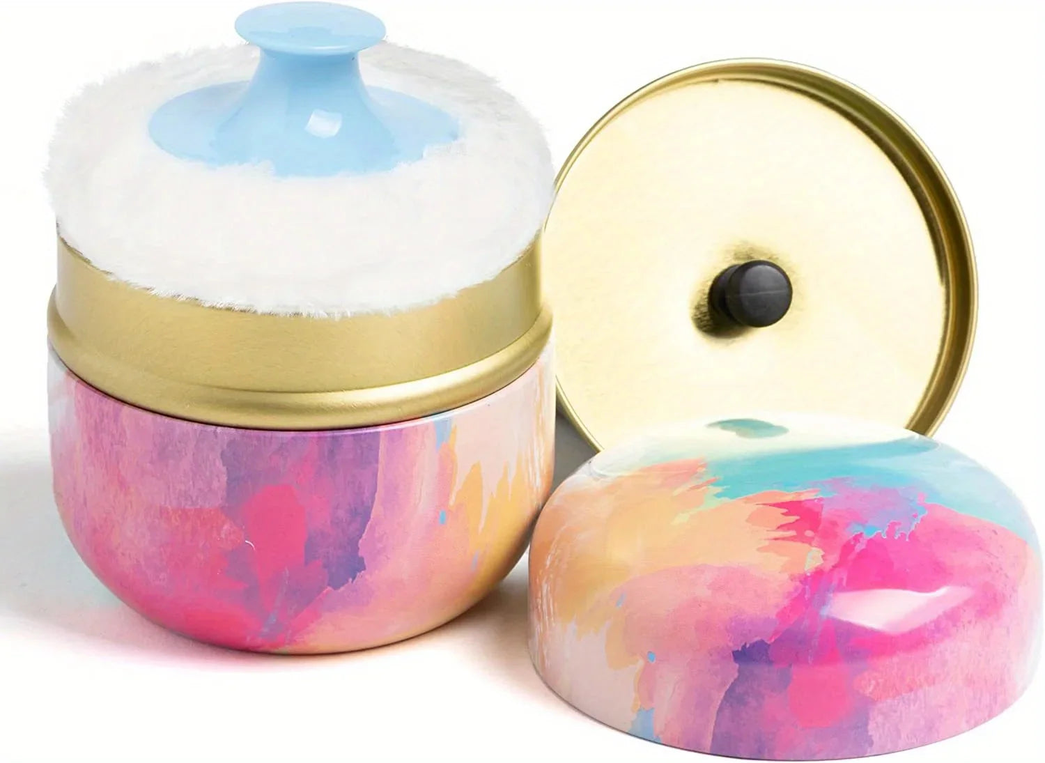 Powder Puff and Powder Container for Body Dusting Powder Case with Puff fo Women Loose Powder Containers with Puff for Travel Lootquake LLC