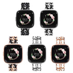 Fitbit Versa & Sense Leather Metal Band - Luxurious Design - SJB-DIAMOND ELITES