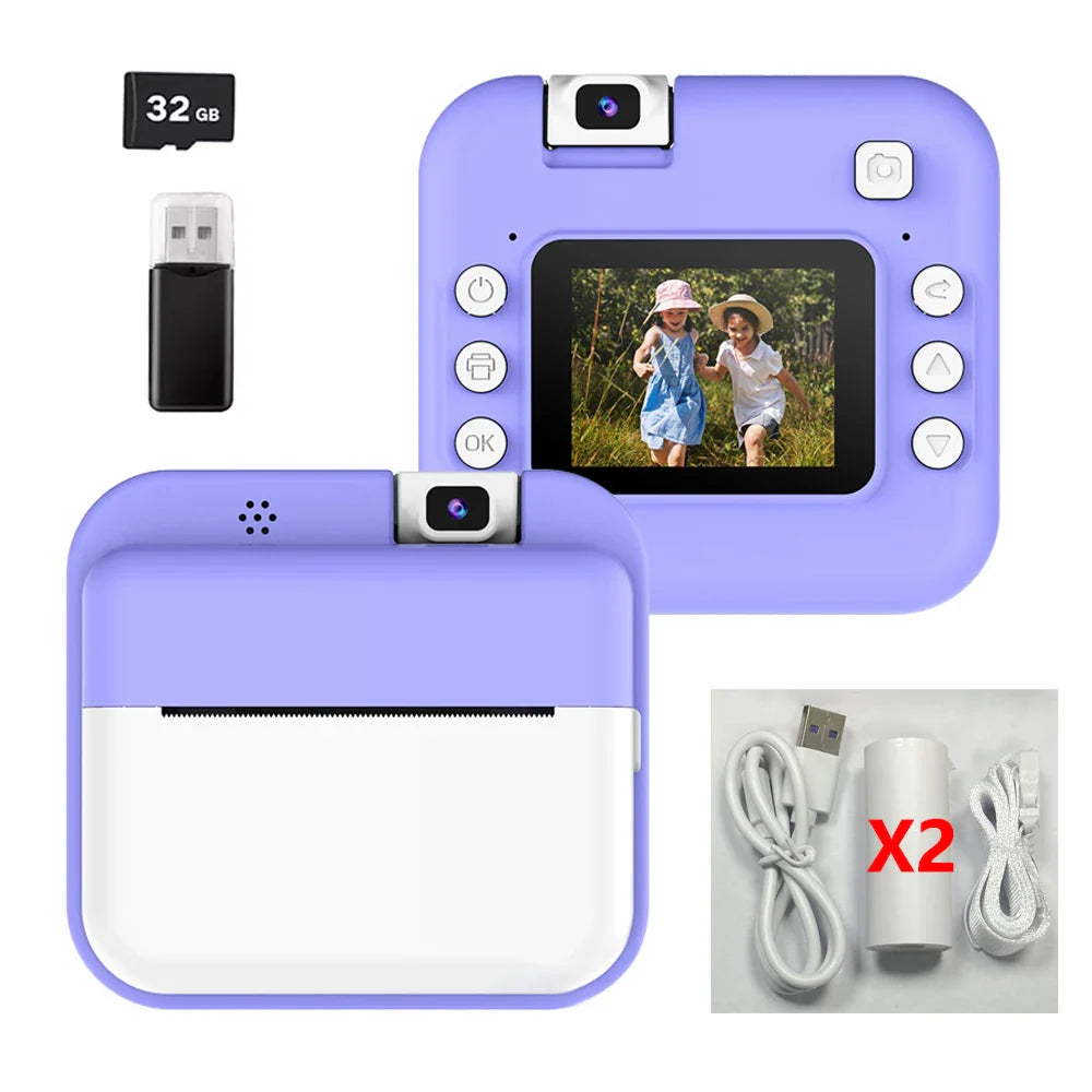Children Digital Camera Photography Instant Print Camera for Kids Thermal Print Camera Photo Printing Video Toys With 32G Card Lootquake LLC