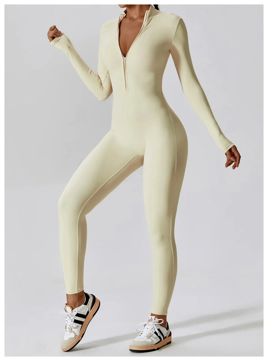 Yoga Jumpsuit Long Sleeved Zipper Rompers THRIXINE