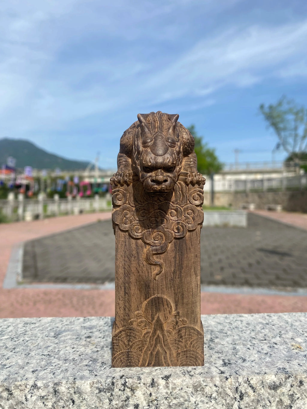 Hand Carved Vietnam Wood Wooden Mythical Beast Statue Figurine Wealth Attracting Auspicious Ornament Home Office Desk Decor Lootquake LLC