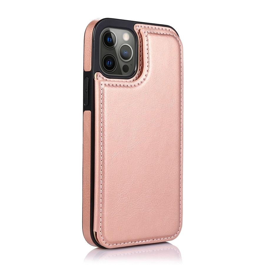 Wallet Stand Cover Flip Leather Case For iPhone 14 Pro Max 13 Pro Max 12 Pro Max 11 Pro Max Soft PU Leather Card Case With Kickstand Slim Double Magnetic Clasp Protective Cover Stevvex