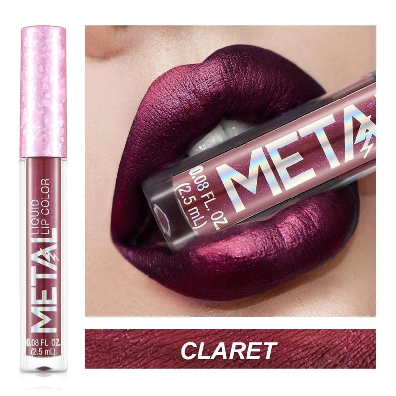 Metallic Matte Liquid Lipstick Waterproof Long Lasting Non-Stick Cup Matte Shimmer Glitter Lip Gloss Women Lips Makeup 12 Colors Lootquake LLC