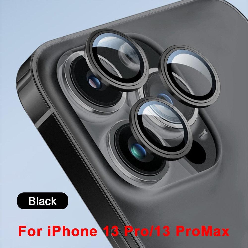 3D  Protective Glass Camera Protector Cover For iPhone 13 Pro Max i Phone 13Pro 13 Mini Rear Lens Metal Ring Protect Camera Lens Case Individual Metal Scratch Resistant HD Clear Case Tempered Glass Camera Case Stevvex