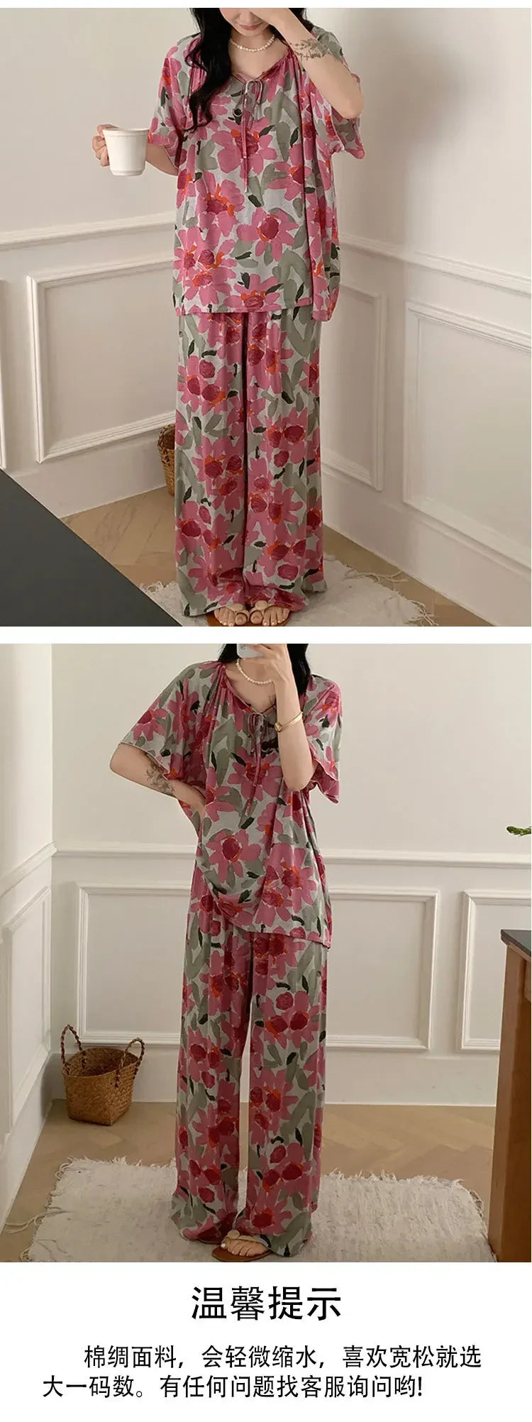 Sleepwear Women's Clothing Summer Blouse Cotton Silk New Thin Home Loose Casual Comfortable Premium Soft Simple  National Style Lootquake LLC