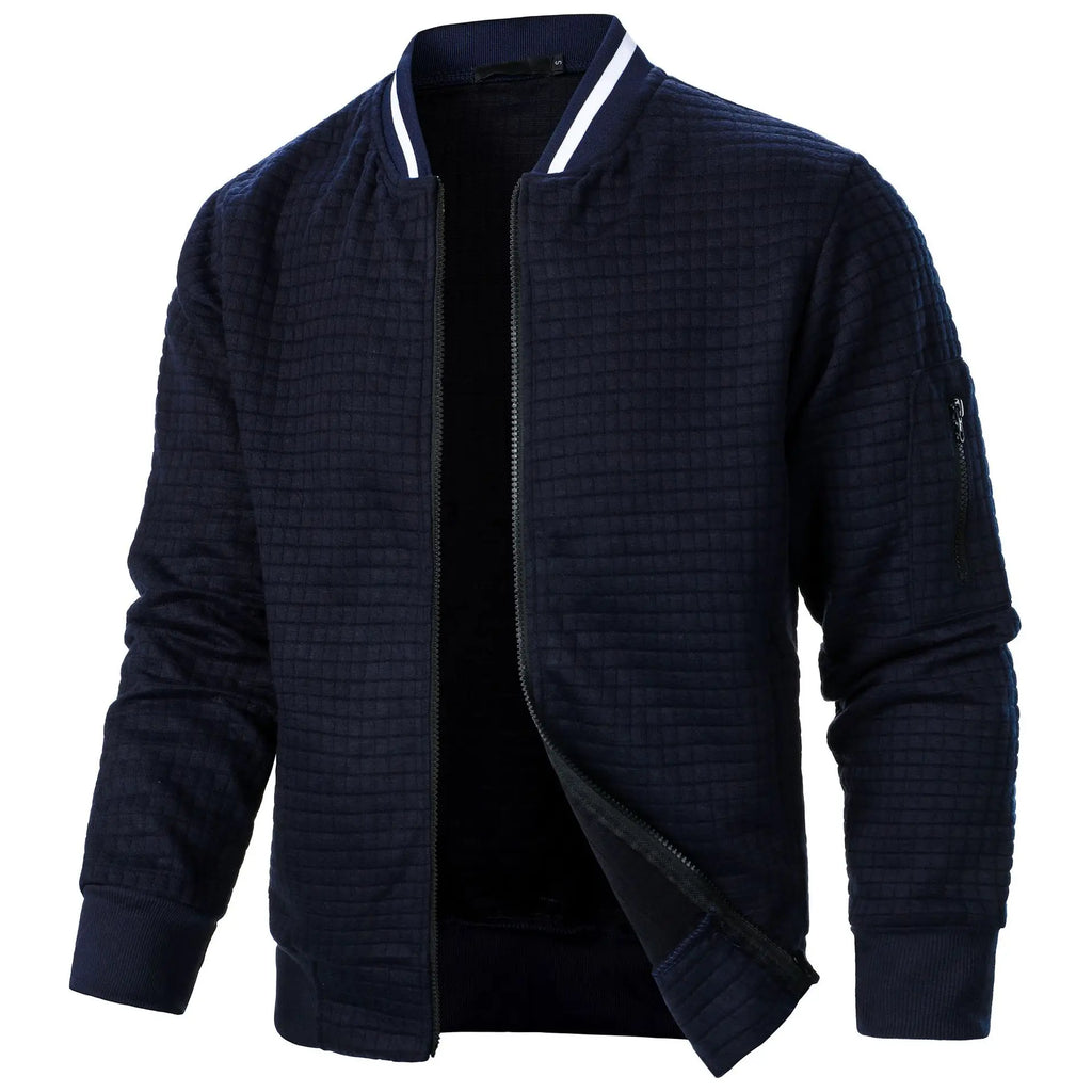 2024 Hot Selling Men's Four Seasons Waffle Full Zipper Top Men's Slim Fit Versatile Sweatshirt Men's Casual Cardigan Sweatshirt