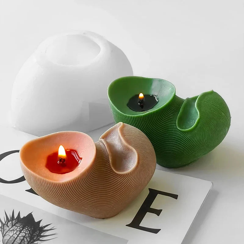 Aesthetic Wavy Fluted Geometric Striped Silicone Wax Candle Moulds Home Decor Unique Sculptural Ribbed Candle Mold Lootquake LLC