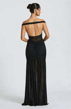 Mozision Off-shoulder Backless Sexy Maxi Dress Women Gown Halter Sleeveless Backless Thigh High Split Club Party Long Dress