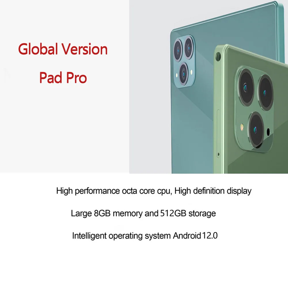 New 5G Pad 10.1 Inch Android Tablets Octa Core 8GB RAM 512GB ROM 4G LTE 5G WiFi Tablet Pc Double SIM Card HD Display 8000mAh Lootquake LLC