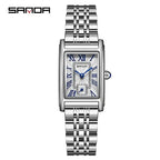 SANDA 1116 New Fashion 2024 Elegant Design Rectangle Dial Water Resistant Quartz Movement Business Women Analog Wrist Watch