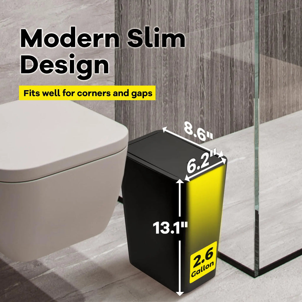 Bathroom Trash Can-10L Small Garbage Can with Press Top Lid for Toilet,Bedroom,Living Room – Plastic Wastebasket with Pop-up Lid Lootquake LLC