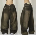 2024 New American Trend Retro Hip-hop Embroidery Pattern Baggy Jeans For Men And Women Y2K Harajuku Gothic Wide Pants Streetwear Lootquake LLC