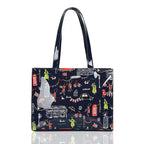 Cartton Print PVC Reusable Women's Shopping Bag Eco Friendly Flower Shopper Handbag Casual Female Student Shoulder Book Purse