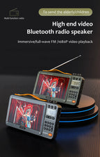 SANSUI Wireless Bluetooth Speakers Home Full-band Radio LED HD Video Player Portable MP4 Walkman Built-in Rechargeable Battery Lootquake LLC