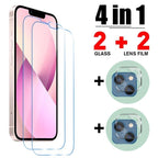 4in1 Tempered Glass for iPhone 13 12 Pro Max X XS XR 5 6 6S SE 2020 Protector for iphone 11 12 Mini 7 8 Plus Tempered Glass Screen Guard Protector For iPhone Stevvex
