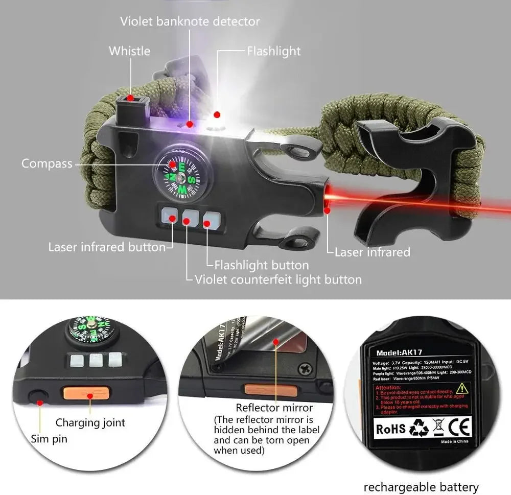 Tactical Survival Wristband Bracelet