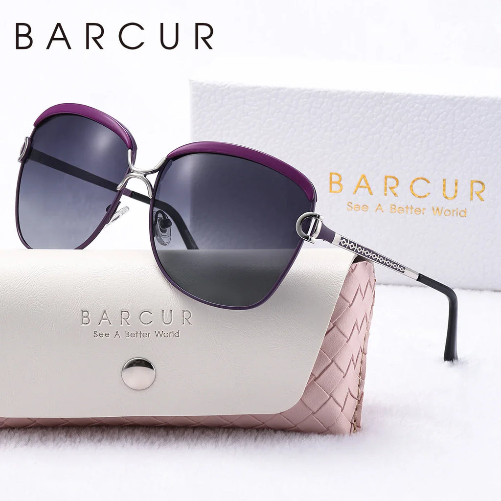 BARCUR Sunglasses Women’s Fashion Polarized Metal Frame Sunglasses UV400 Protection Multi-Color Options Trendy Square Sunglasses with Exquisite White Gift Box for Summer Parties Travel & Outdoor Events Stevvex