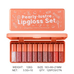 Pearlescent Liquid Lipstick Set 10pcs Waterproof Long Wearing Lip Gloss Shiny Moisturizing Non Fade Mini Lip Glaze makeup