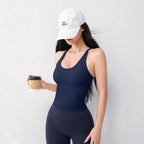 Women's U-Neck Yoga Vest with Chest Pad THRIXINE