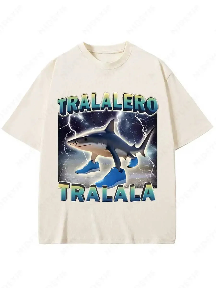 Tralalero Tralala Funny Shark Meme T-shirt Gifts Women's Fashion Gothic Vintage T-shirts Casual T Shirt Pi-Mart