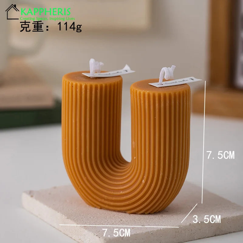 U Shaped Candle Scented Candles Ribbed Aesthetic Home Decorative Candles Smokeless Personalized Candles Guest Gift Lot Lootquake LLC