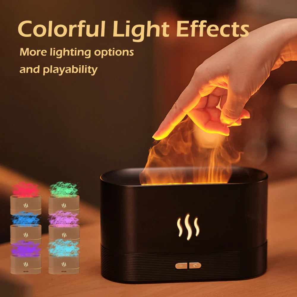 Aroma Diffuser Air Humidifier Ultrasonic Cool Mist Maker With LED Lighting Simulation Colorful Flame Fragrance Machine Lootquake LLC