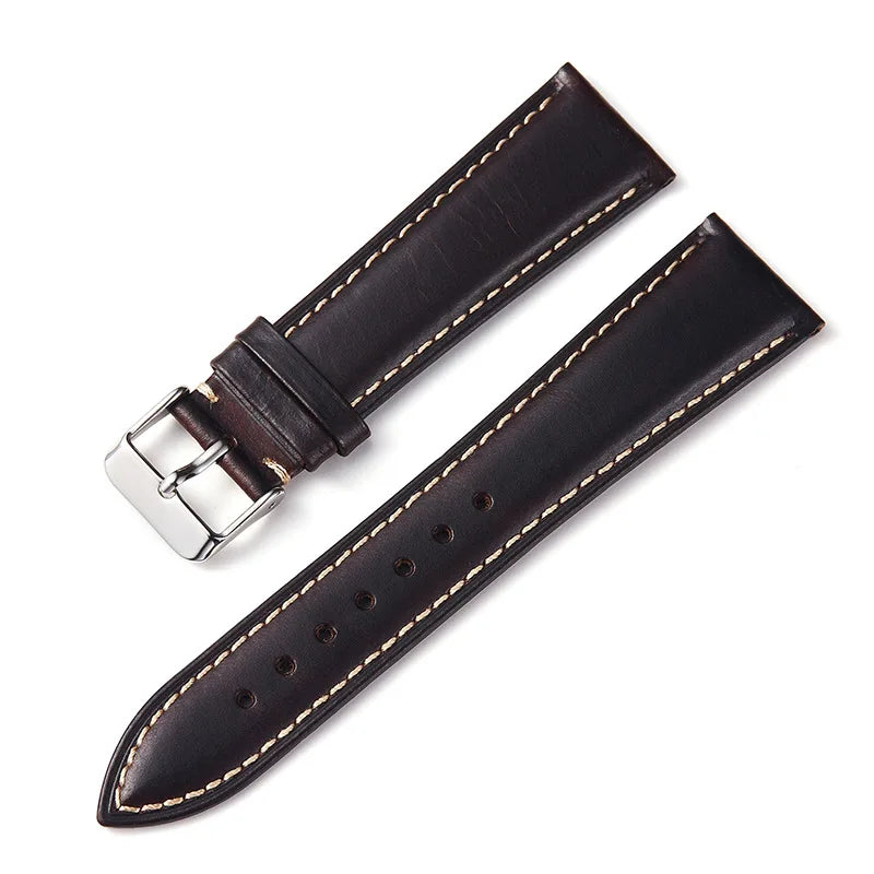 Amazfit Band Vintage Oil Wax Leather Watch Strap Cowhide Buckle
