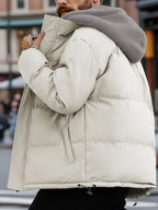 Winter Windproof Men's Faux Jacket Casual Polyester Coat with Detachable Hood Zip-Up Front Long Sleeves & Pockets Winter Clothes Pi-Mart