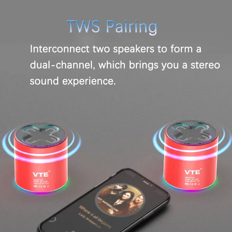Wireless Speaker Portable Bluetooth 5.3 RGB Light Music Player Long Play TWS Connectivity Mic Subwoofer Mini Outdoor Bass Sound Lootquake LLC