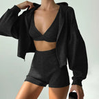 Solid Sport 3-Piece Women's Tracksuit Set THRIXINE