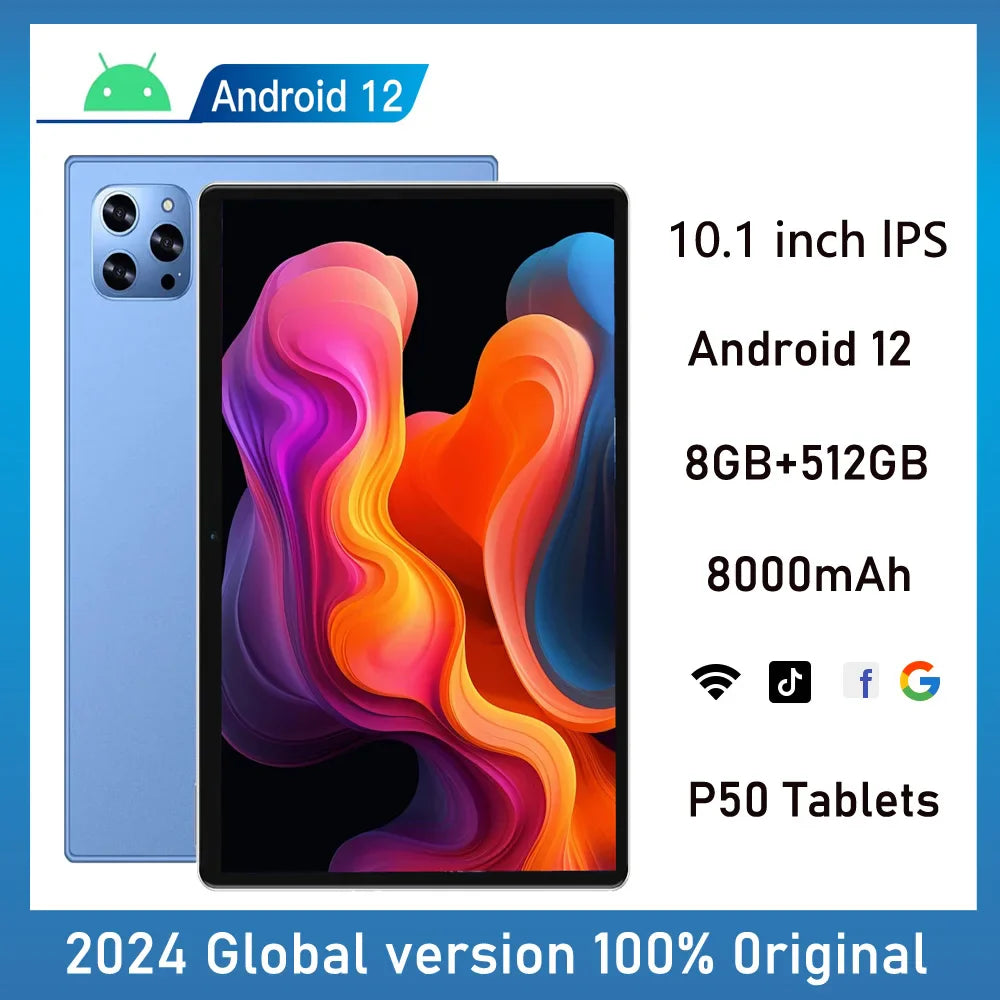 New 5G Pad Pro 10.1-Inch Android Tablet with 8GB RAM, 512GB ROM Octa core Support for calling,  Dual SIM card 8000mAh Battery Lootquake LLC