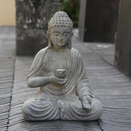 Resin Solar Buddha Statue Sculpture Garden Decor Light Zen Asian Japanese Garden Decoration Outdoor Front Porch Patio Yard Home Lootquake LLC