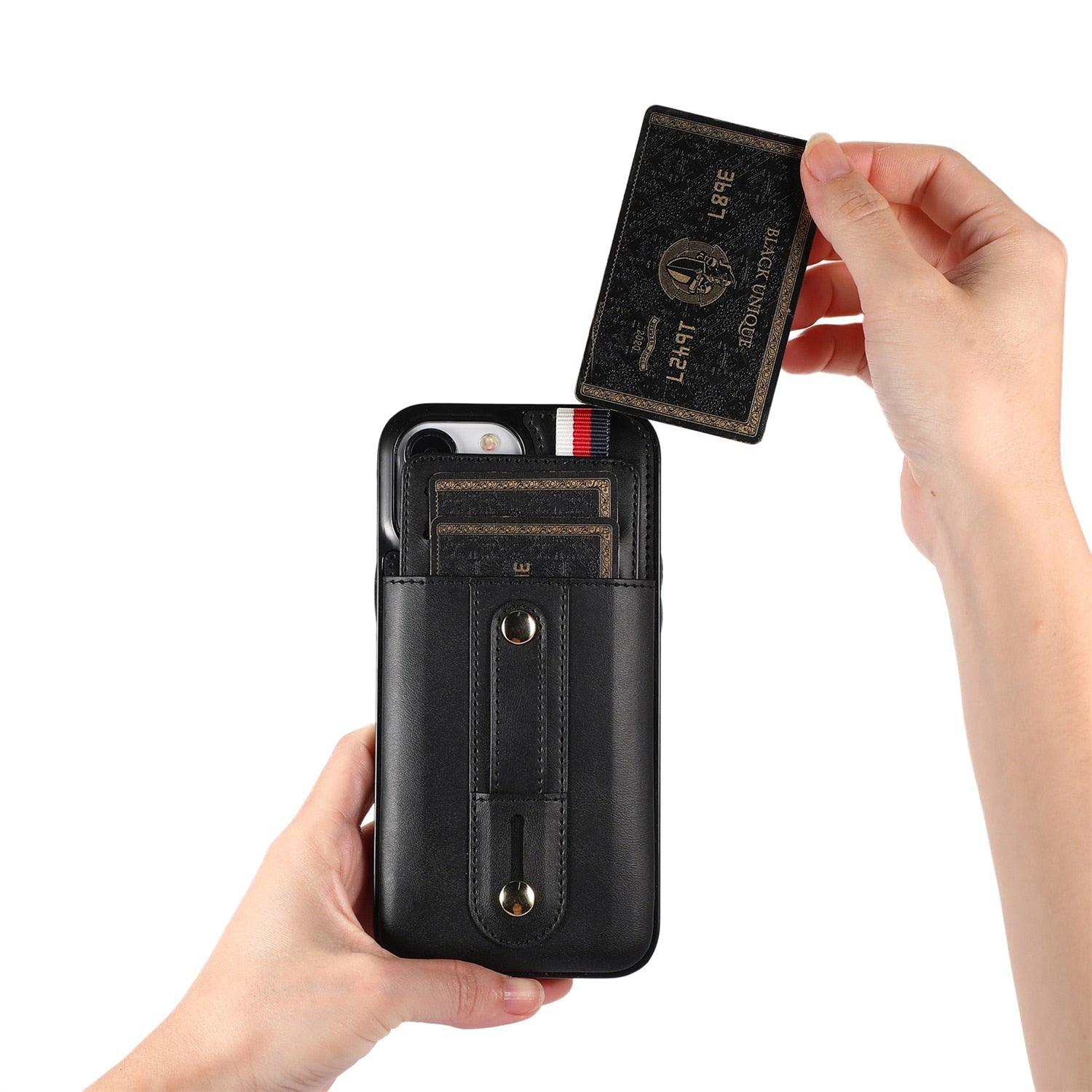 Luxury Leather Phone Case For iPhone 14 13 12 Mini 11 Pro X XS Max XR Business Elegant Men Wallet Card Slot Cover Wallet Case With Card Holder PU Leather iPhone Case Stevvex