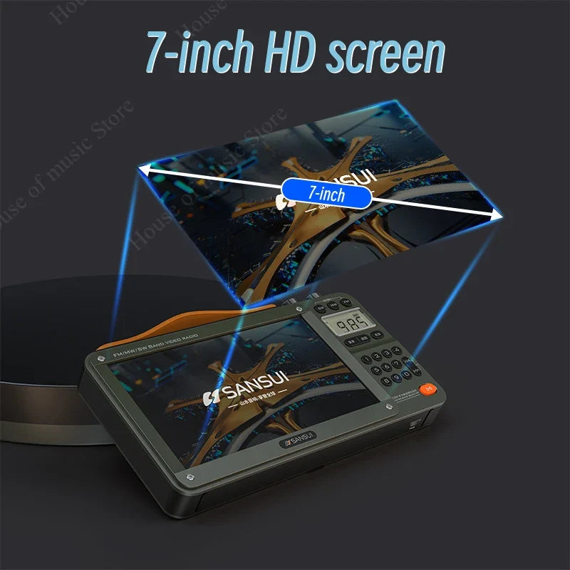 SANSUI Wireless Bluetooth Speakers Home Full-band Radio LED HD Video Player Portable MP4 Walkman Built-in Rechargeable Battery Lootquake LLC