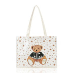 Cartton Print PVC Reusable Women's Shopping Bag Eco Friendly Flower Shopper Handbag Casual Female Student Shoulder Book Purse