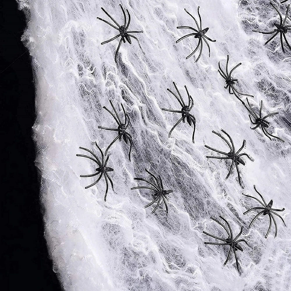 Halloween Decorations Artificial Spider Web White Stretchy Cobweb for Scary Party Scene Props Horror House Decoraton Accessories